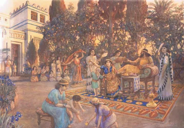 Vida Doméstica en Babilonia, de los carteles escolares de MacMillan, c.1950-60s